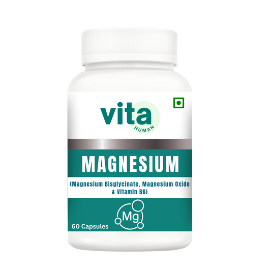 Vitahuman Magnesium Bisglycinate & Magnesium Oxide Tablets with Vitamin B6 – For Muscle Strength, Energy & Better Sleep