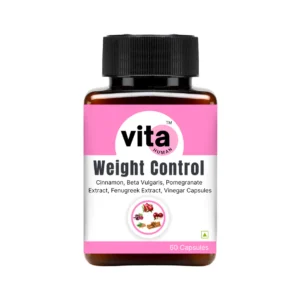 VitaHuman Weight Control Capsules with Apple Cider Vinegar 500mg, Pomegranate 100mg, Cinnamon 15mg, Beta Vulgaris 15mg & Fenugreek Extract 15mg | Natural Metabolism Booster | 60 Veg Capsules