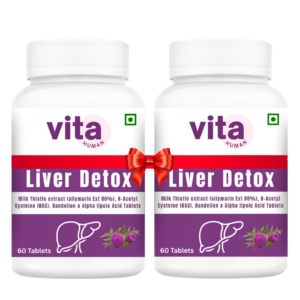 Vitahuman Liver Detox Tablets with Milk Thistle (80% Silymarin), N-Acetyl Cysteine, Dandelion & Alpha Lipoic Acid – For Liver Cleanse & Detox Support (Buy 1 Get 1 Free))