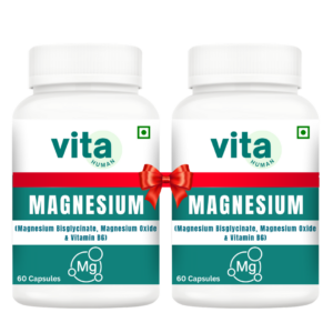 Vitahuman Magnesium Bisglycinate & Magnesium Oxide Tablets with Vitamin B6 – For Muscle Strength, Energy & Better Sleep (Buy 1 Get 1 Free)